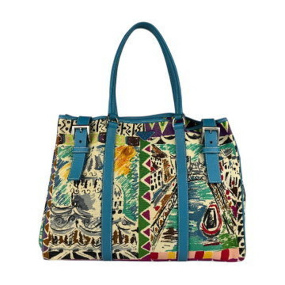 Prada Shoulder Bag tote Leather multicolor blue - Picture 1 of 5